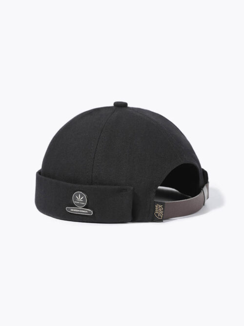 Adjustable Black Cotton Docker Hat